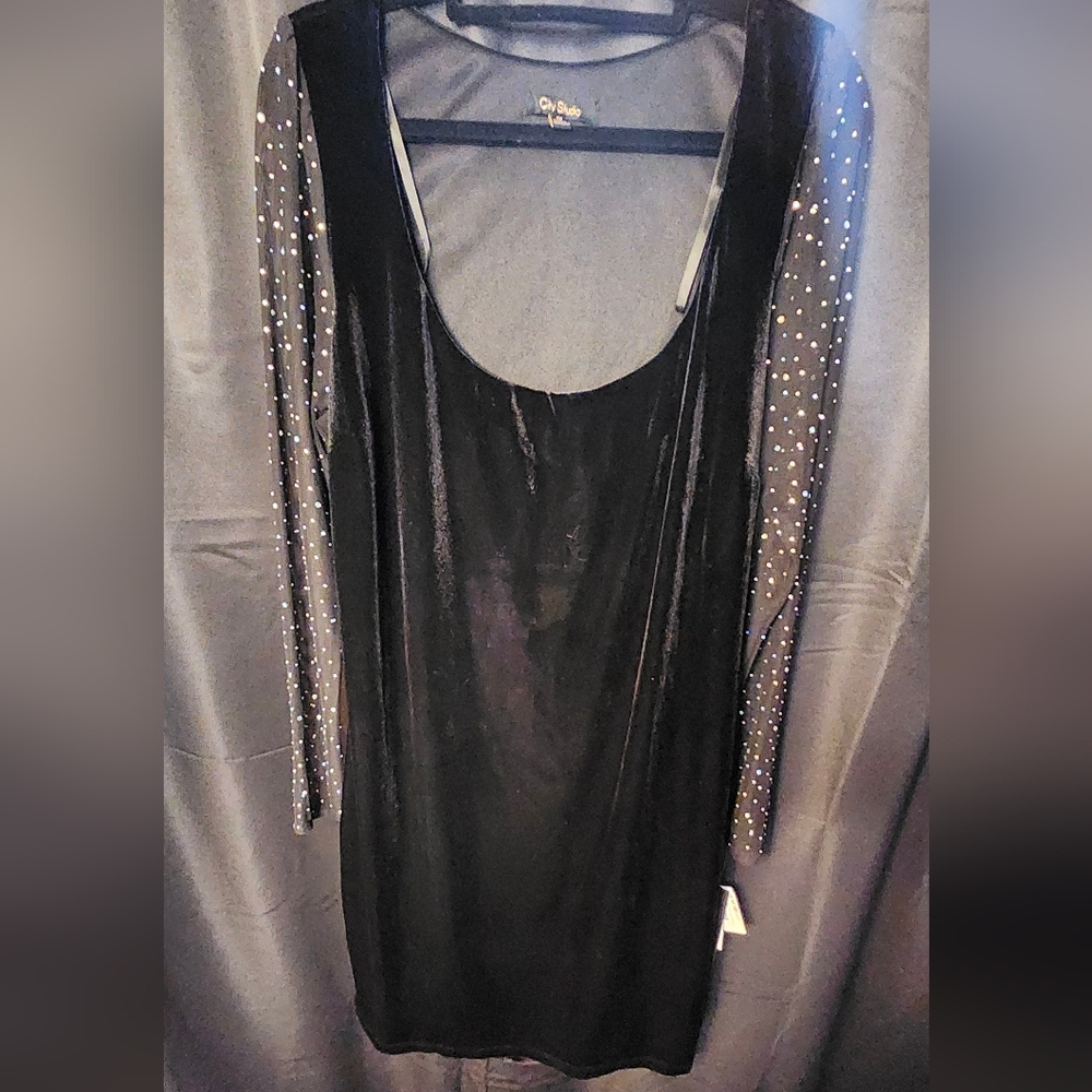 City Studio Black Dress with‎ Glittering Sleeves